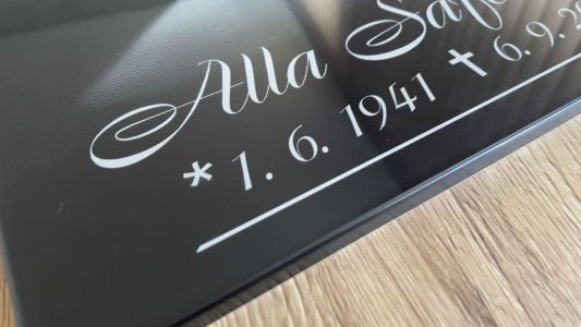 Placa de vidrio para columbario con inscripción